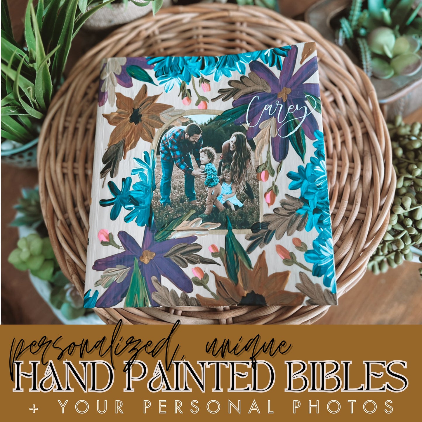 Hand Painted Bibles in Maine | Beautiful Floral Design | Sparrows & Wildflowers