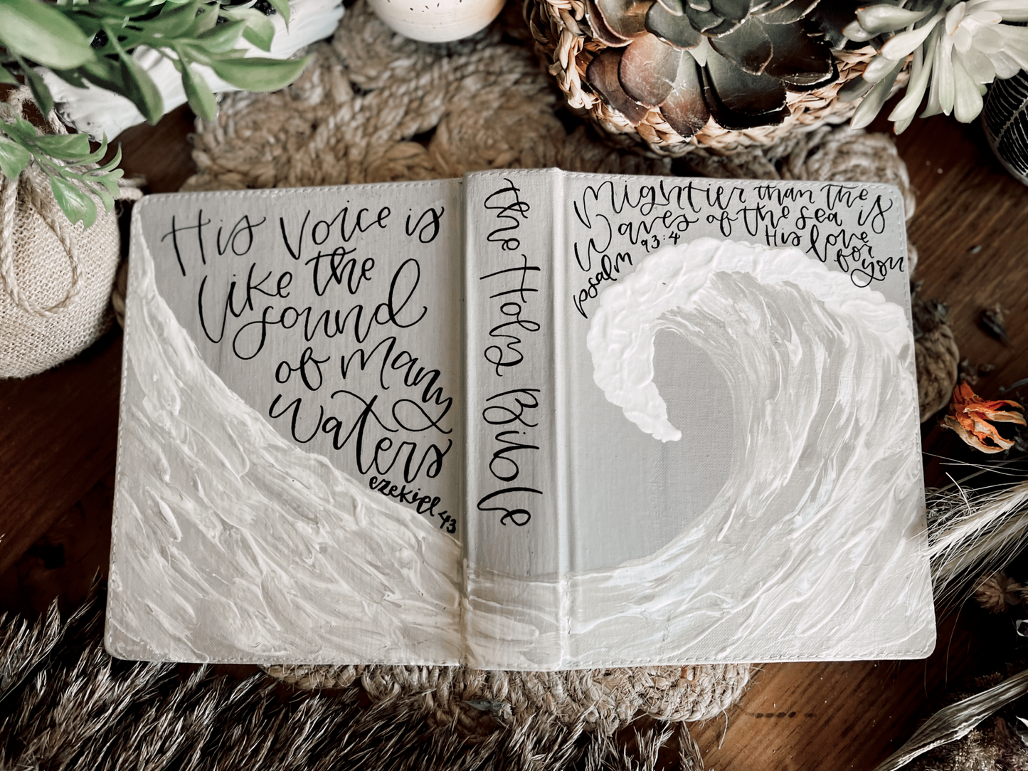 The Maureen Bible | Hand Painted ESV Journaling Bible | Ocean Wave Bible | Beachy Theme