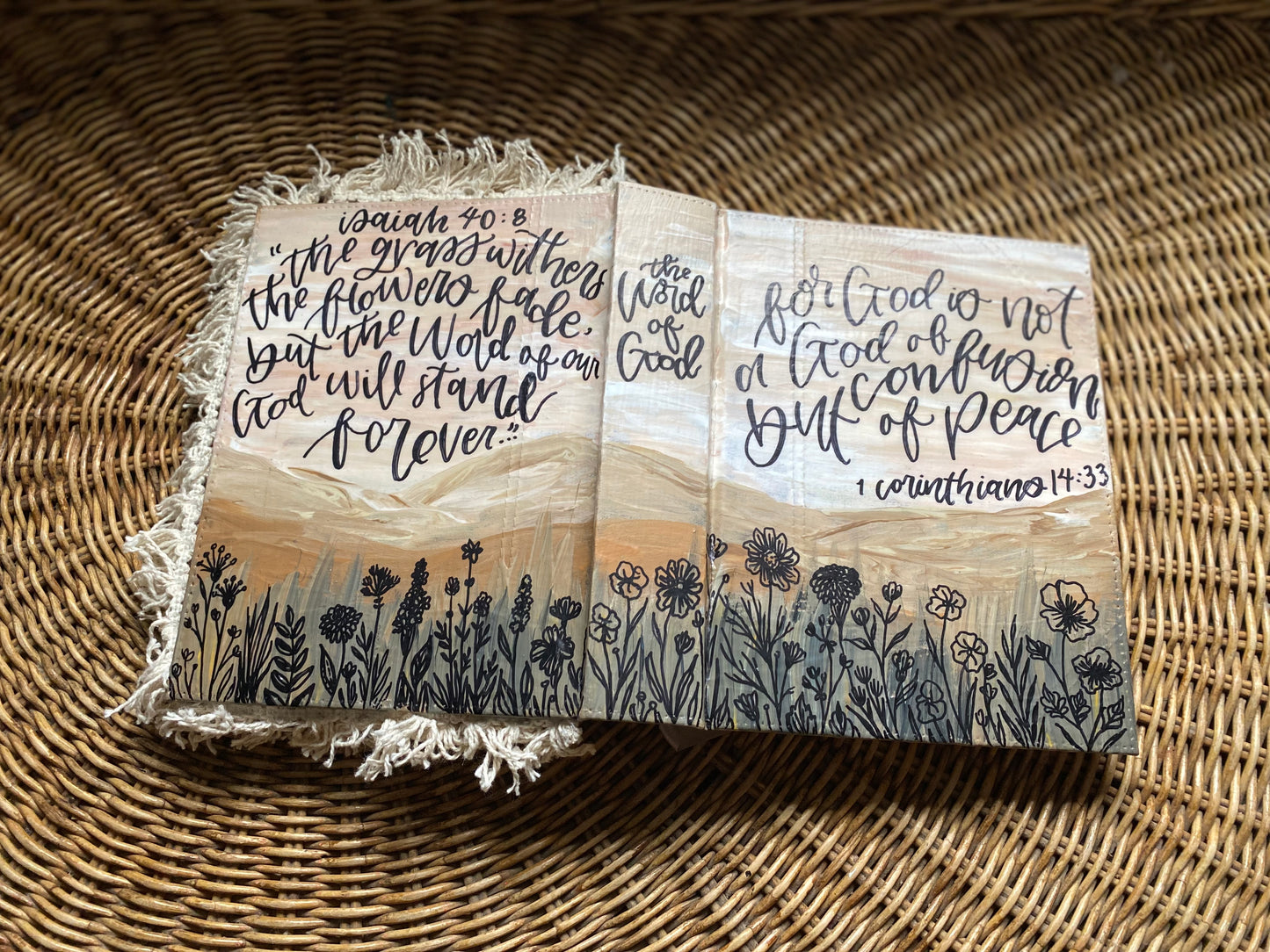 The Lisa Bible | Hand Painted ESV Bible | Lavender & Sunflower Field Landscape