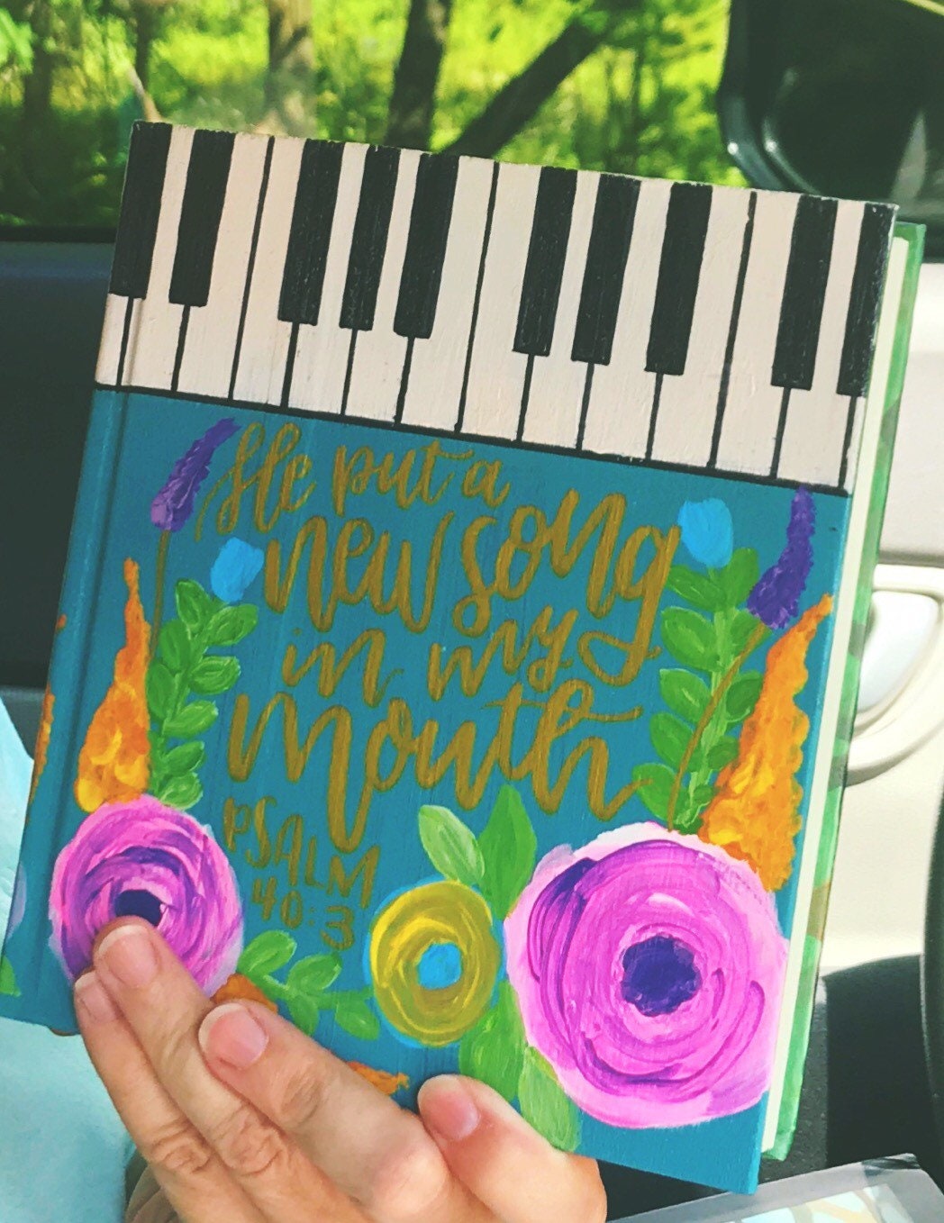 The Laura Bible // Custom Handpainted Bible // ESV Journaling Bible // Piano Keys Desigb