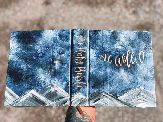 The Melissa Bible // Hand Painted Bible // Galaxy + Stardust // Purple, Blue + Black // ESV Journaling Bible