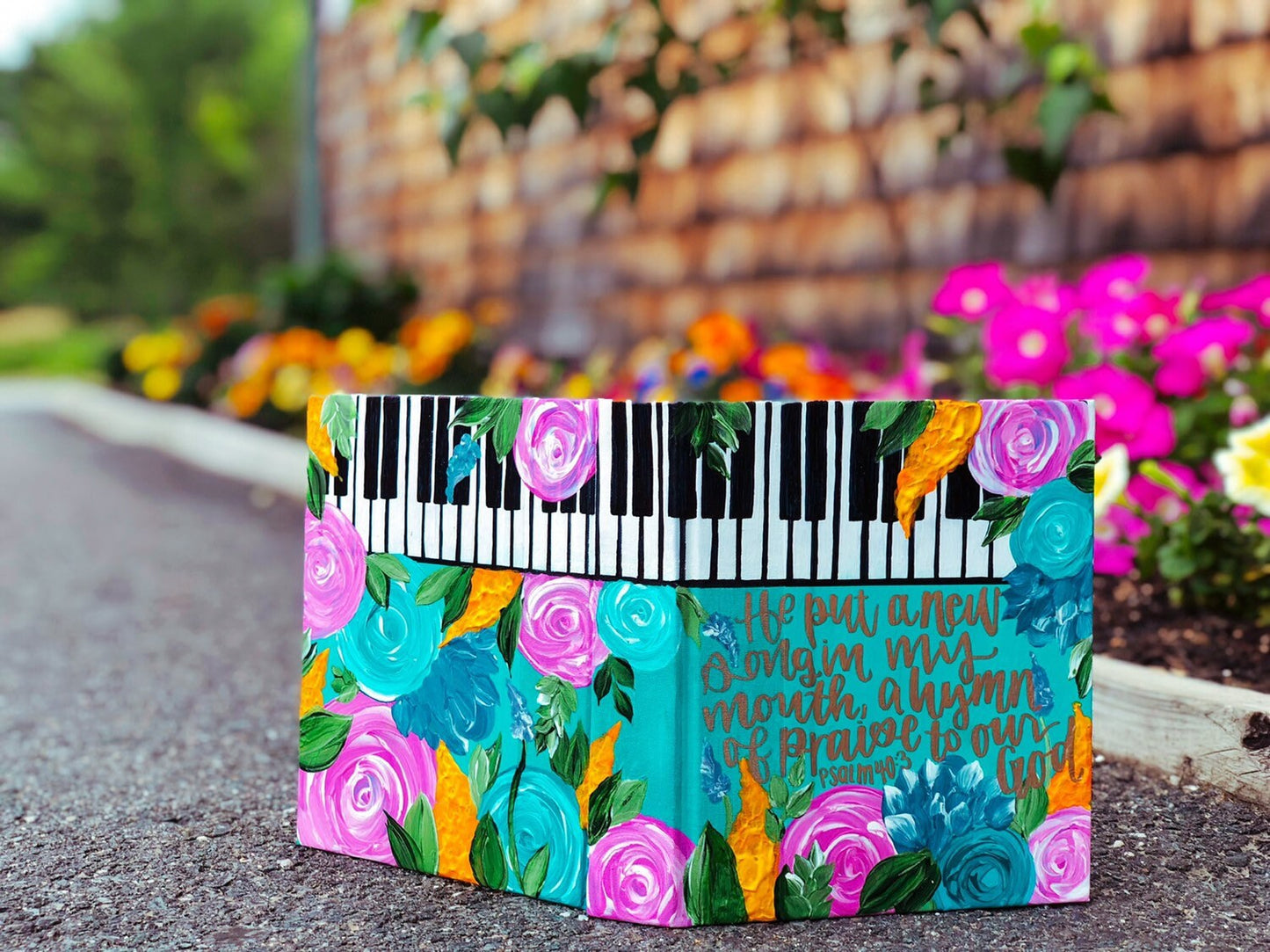 The Laura Bible // Custom Handpainted Bible // ESV Journaling Bible // Piano Keys Desigb