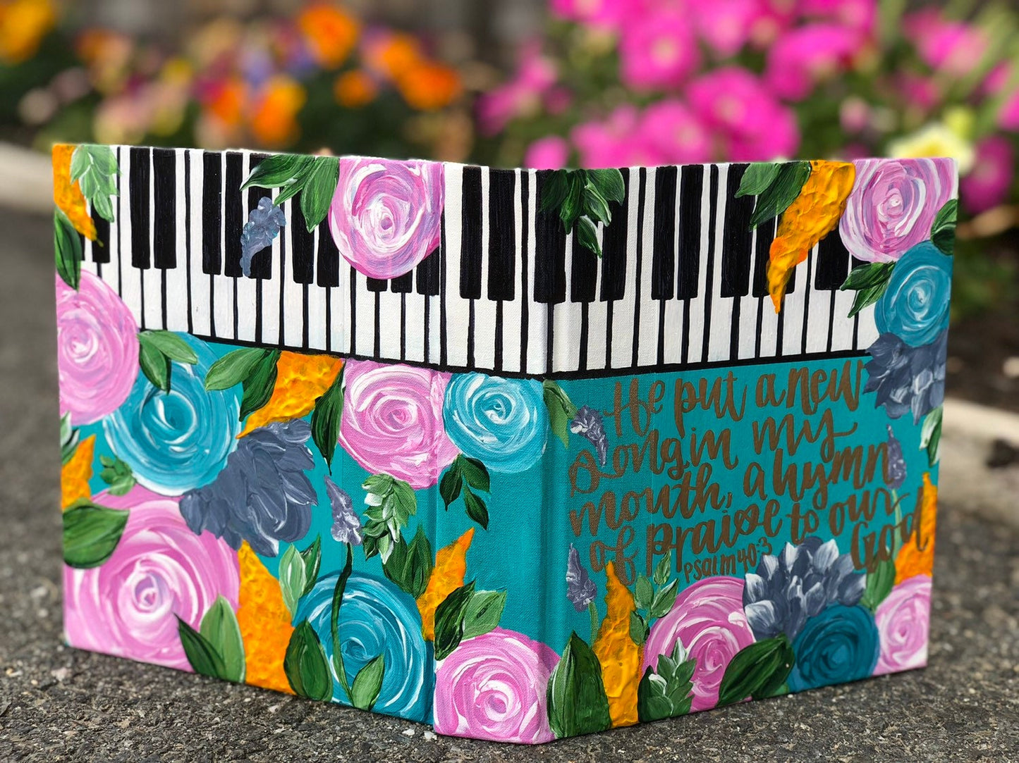 The Laura Bible // Custom Handpainted Bible // ESV Journaling Bible // Piano Keys Desigb