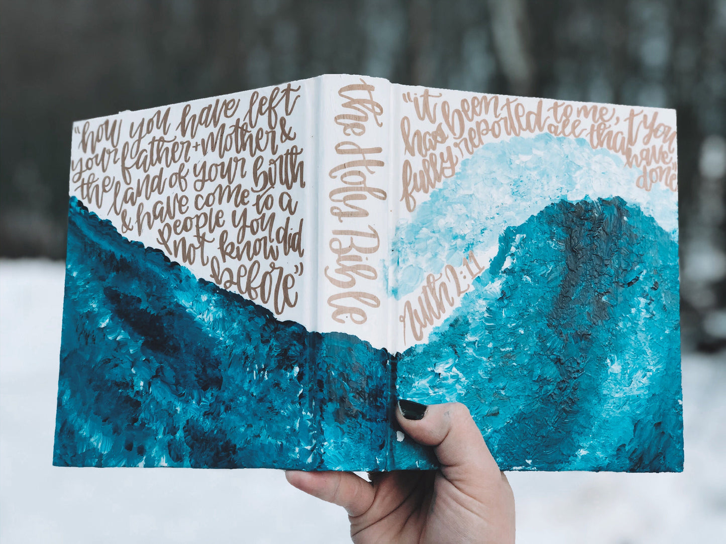 The Maureen Bible | Hand Painted ESV Journaling Bible | Ocean Wave Bible | Beachy Theme