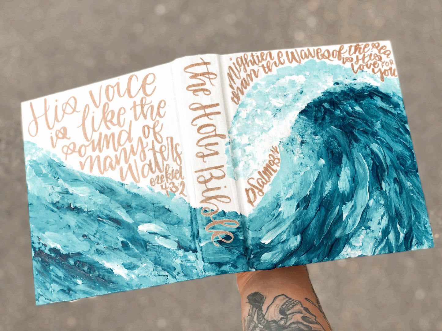 The Maureen Bible | Hand Painted ESV Journaling Bible | Ocean Wave Bible | Beachy Theme