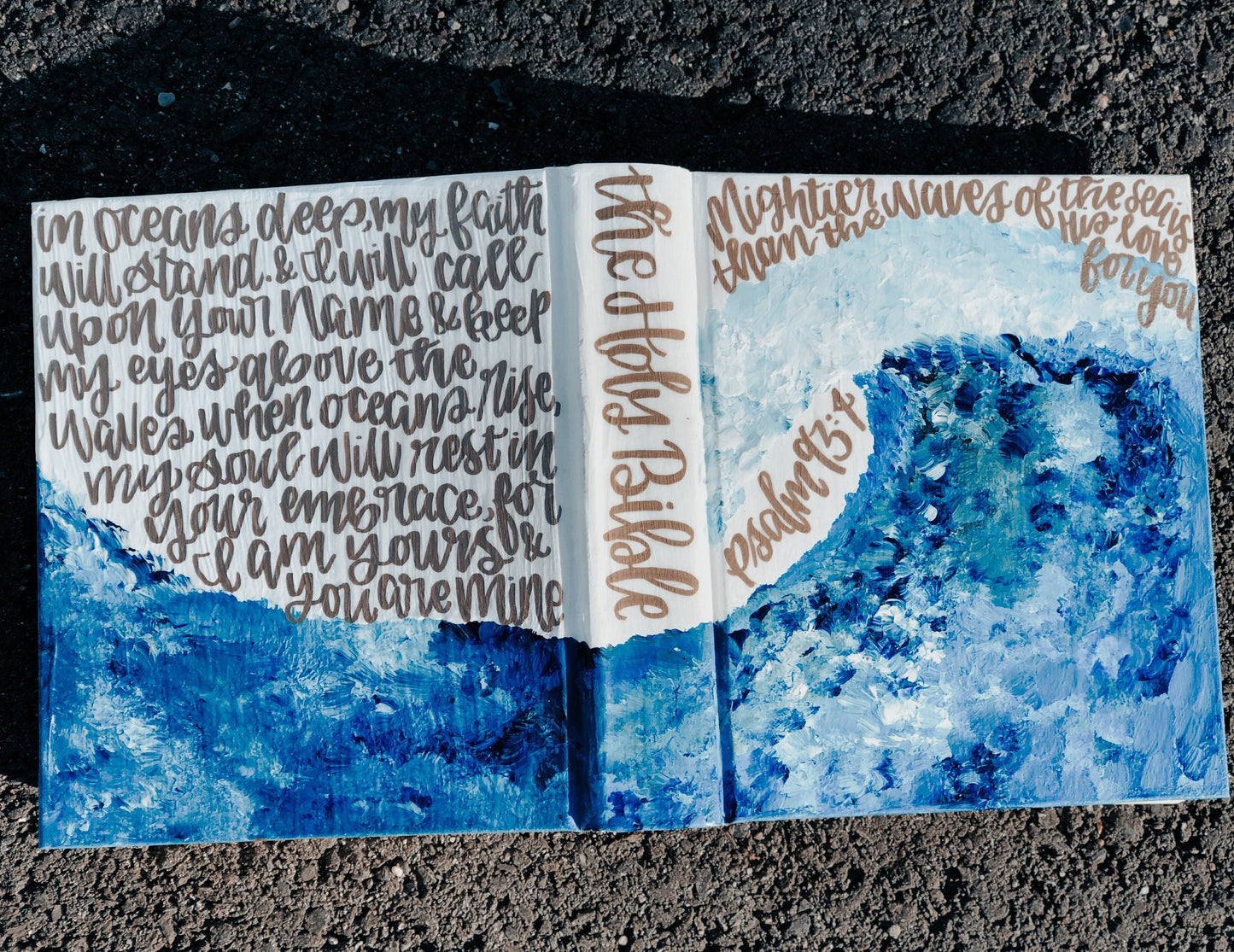 The Maureen Bible | Hand Painted ESV Journaling Bible | Ocean Wave Bible | Beachy Theme