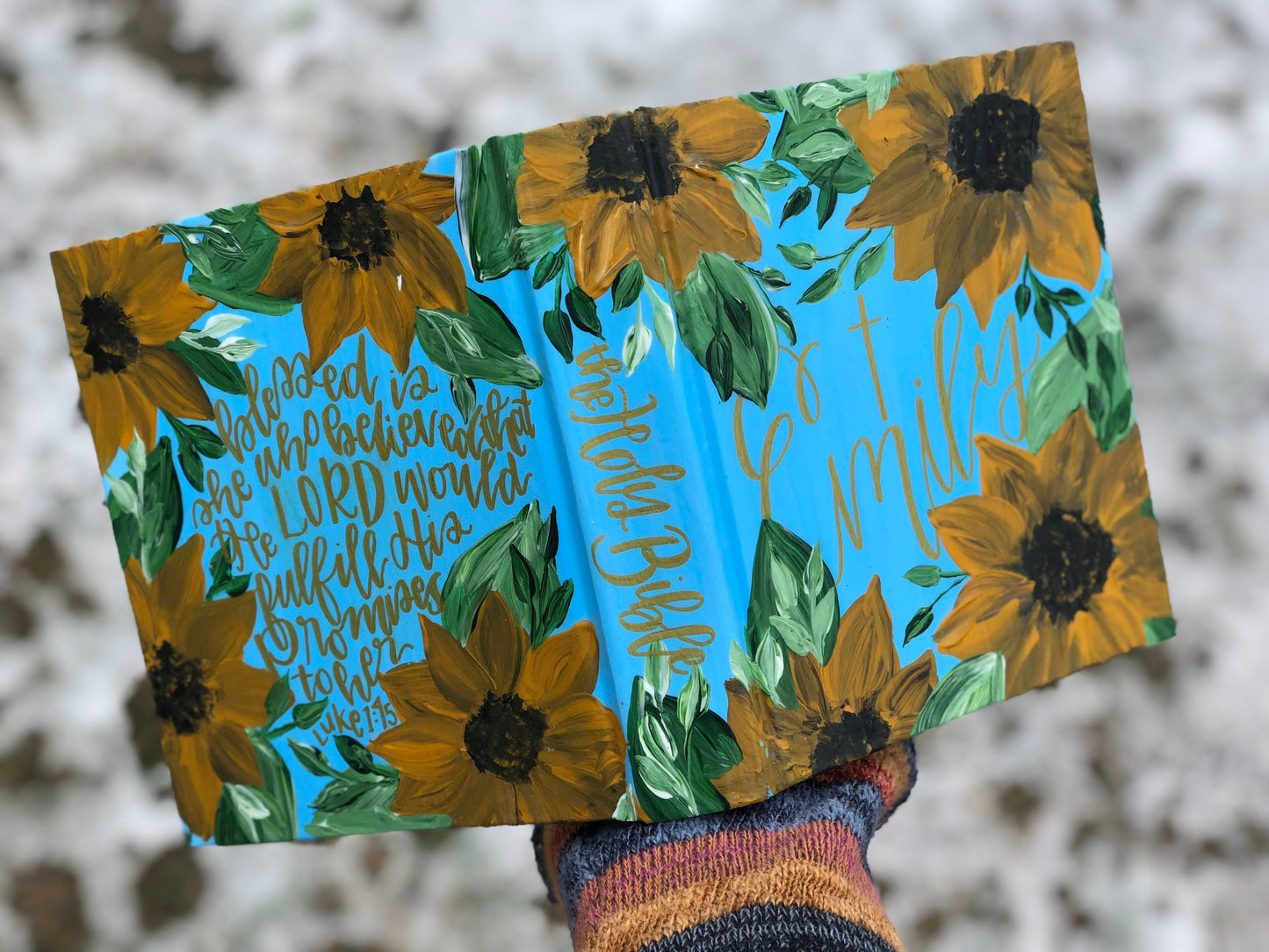 The Stephanie Bible // ESV Journaling Bible // Close-Up Sunflower Theme