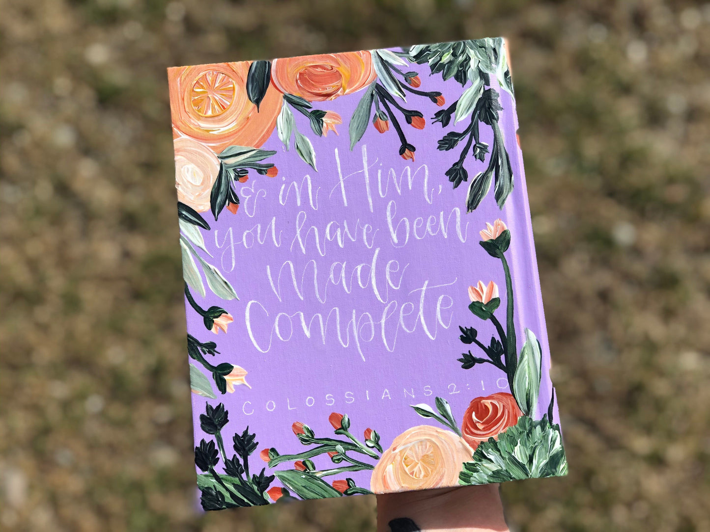 The Francesca Bible // Hand Painted Bible // Floral // Purple Gold + Greenery // ESV Journaling Bible art