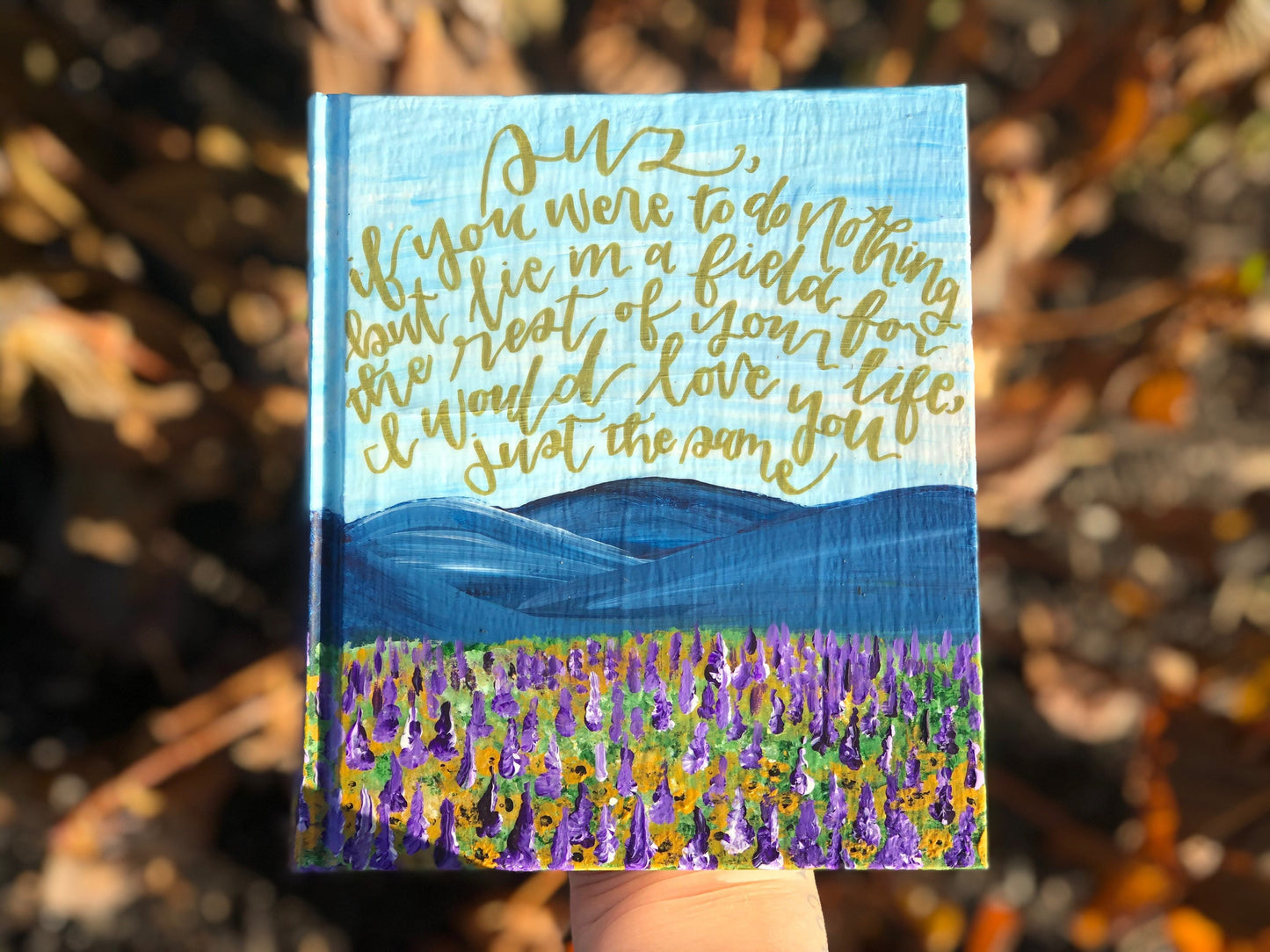 The Lisa Bible | Hand Painted ESV Bible | Lavender & Sunflower Field Landscape