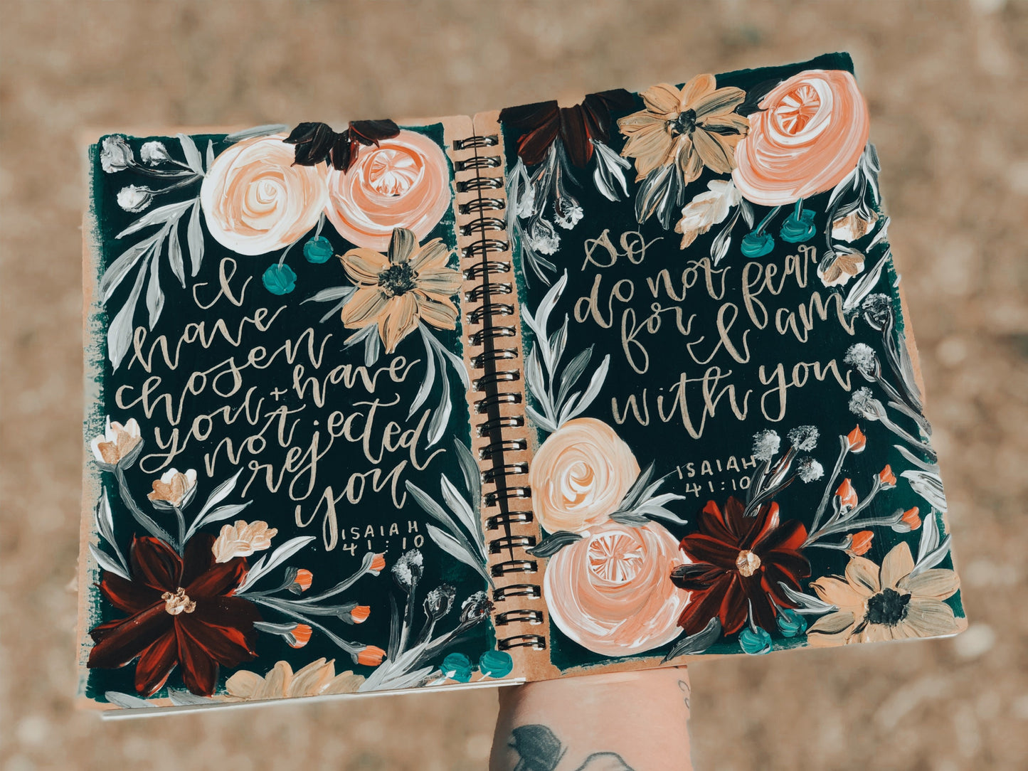 The Jeanette Bible | Hand Painted Customizable Custom ESV Journaling Bible | Floral