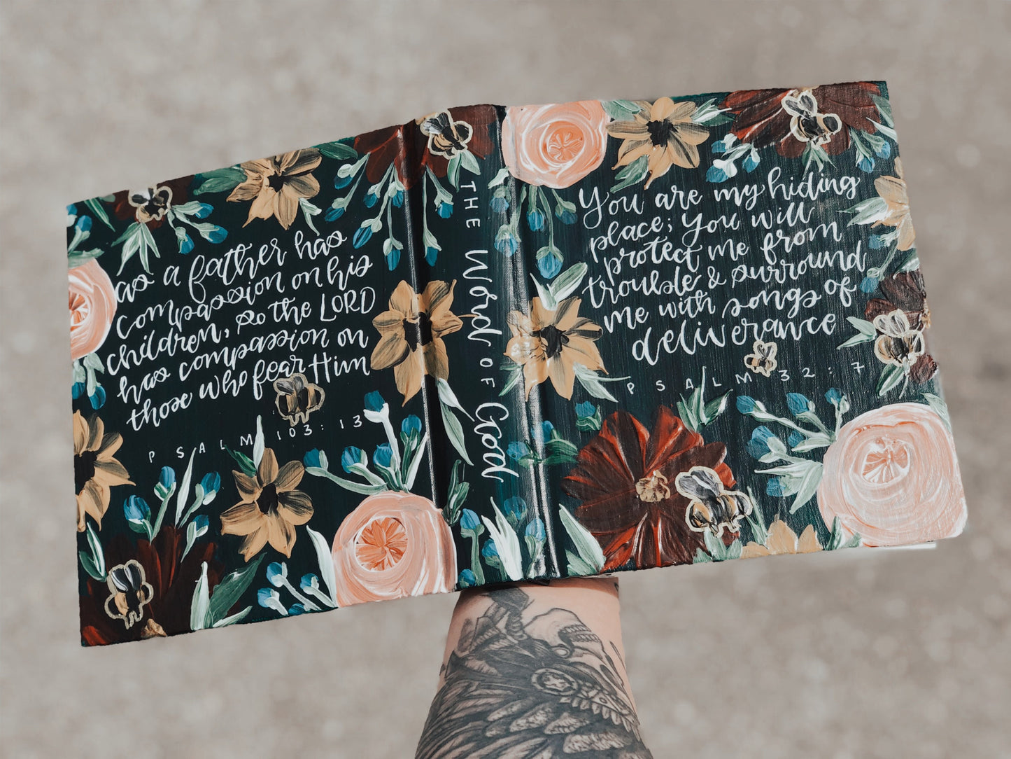 The Jeanette Bible | Hand Painted Customizable Custom ESV Journaling Bible | Floral