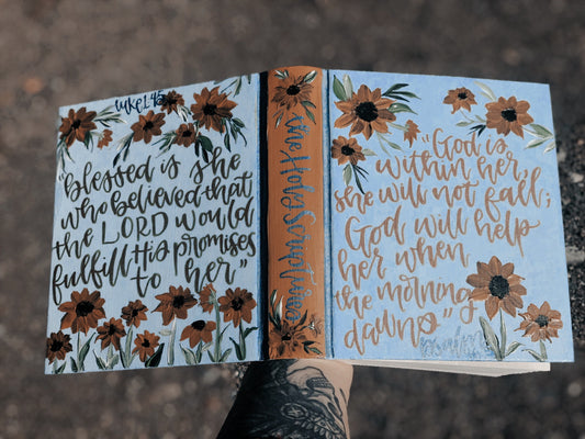 The Lindsey Bible // Hand Painted Bible // ESV Journaling Bible // Sunflower Theme