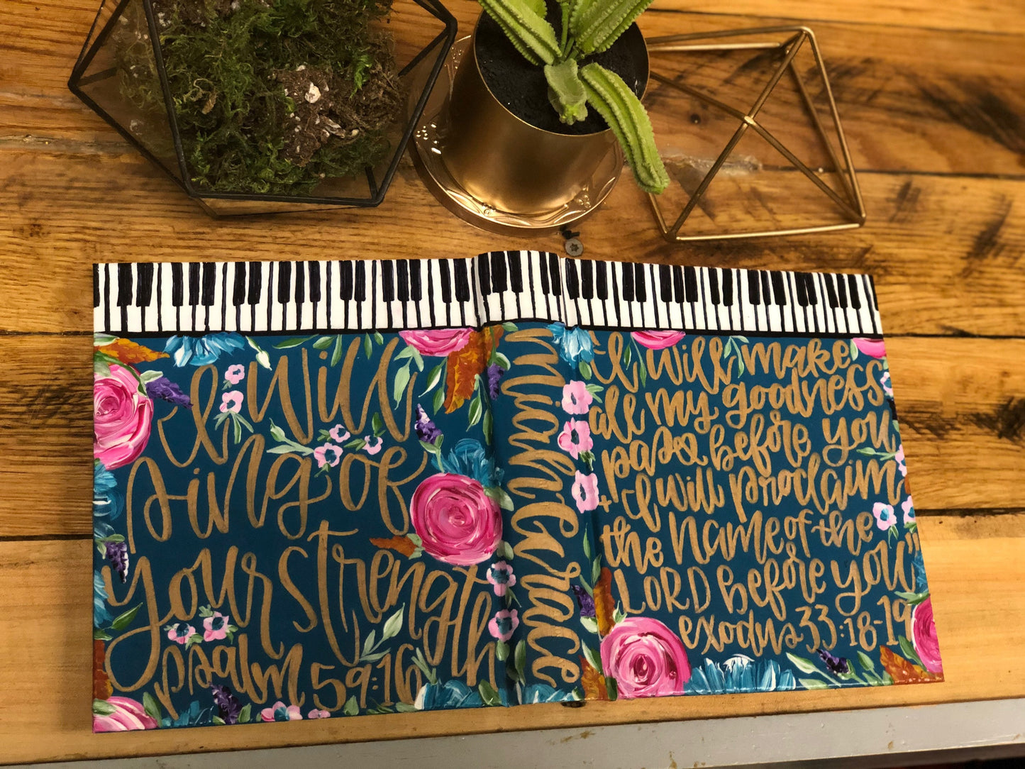 The Laura Bible // Custom Handpainted Bible // ESV Journaling Bible // Piano Keys Desigb