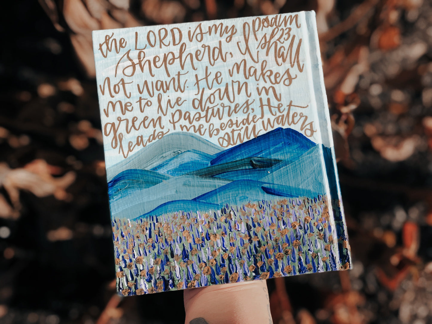 The Lisa Bible | Hand Painted ESV Bible | Lavender & Sunflower Field Landscape