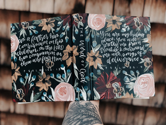 The Jeanette Bible | Hand Painted Customizable Custom ESV Journaling Bible | Floral