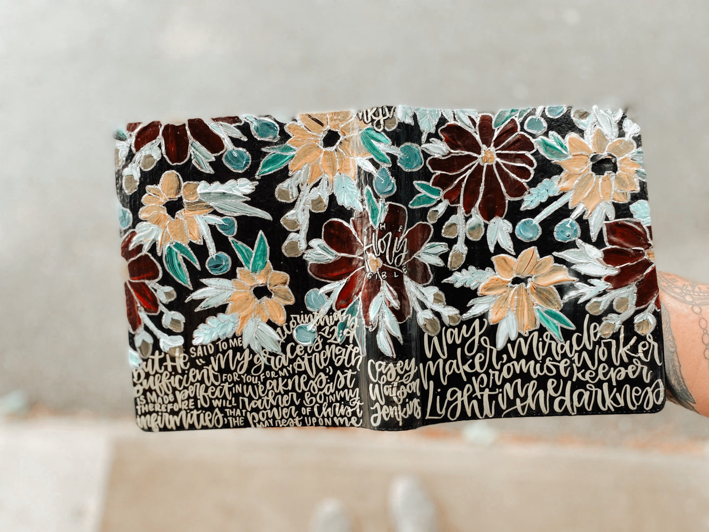 The Jeanette Bible | Hand Painted Customizable Custom ESV Journaling Bible | Floral