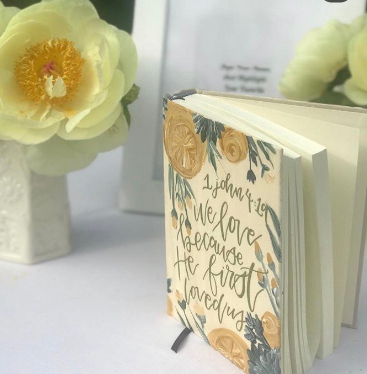 Custom Wedding Handpainted Bible + Matching Sign