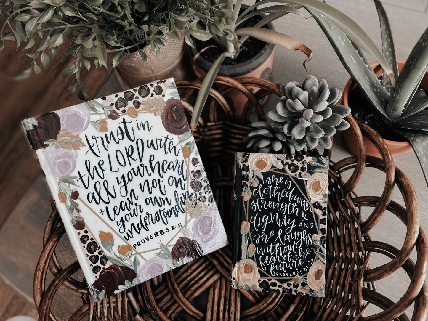 The Dana Bible | Hand Painted ESV Journaling Bible | Cheetah Print Geometric Floral