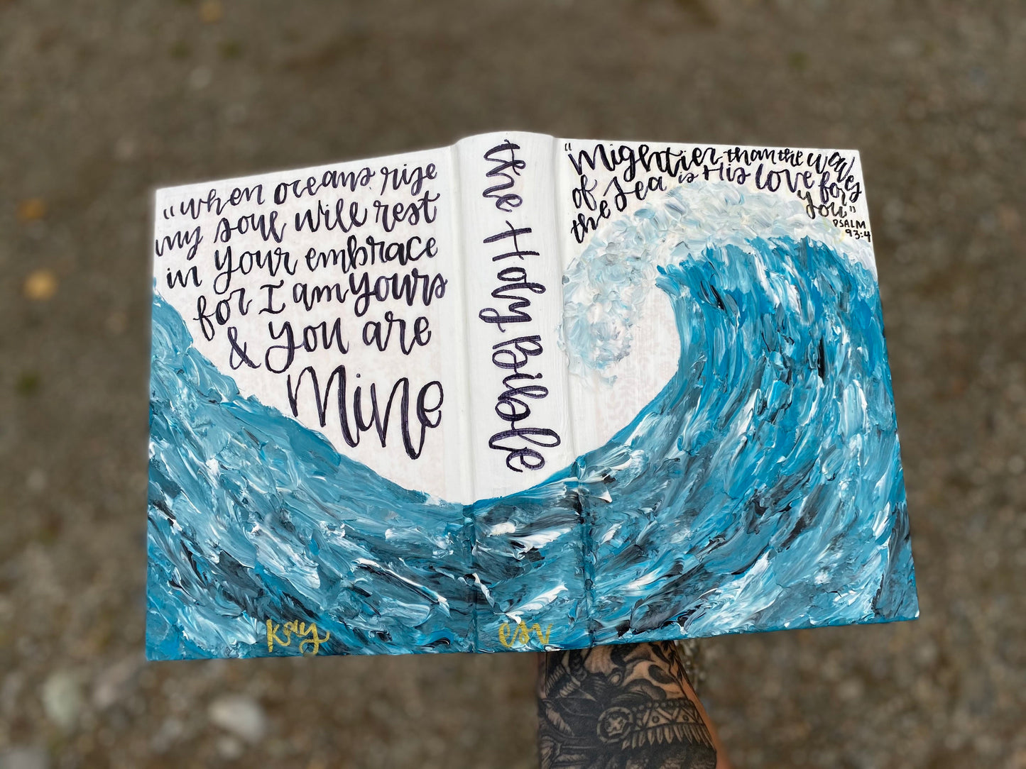 The Maureen Bible | Hand Painted ESV Journaling Bible | Ocean Wave Bible | Beachy Theme