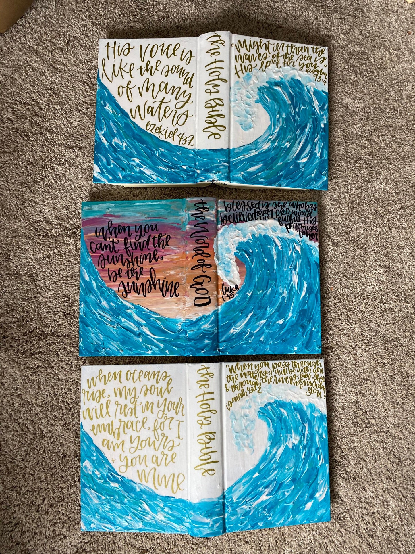 The Maureen Bible | Hand Painted ESV Journaling Bible | Ocean Wave Bible | Beachy Theme