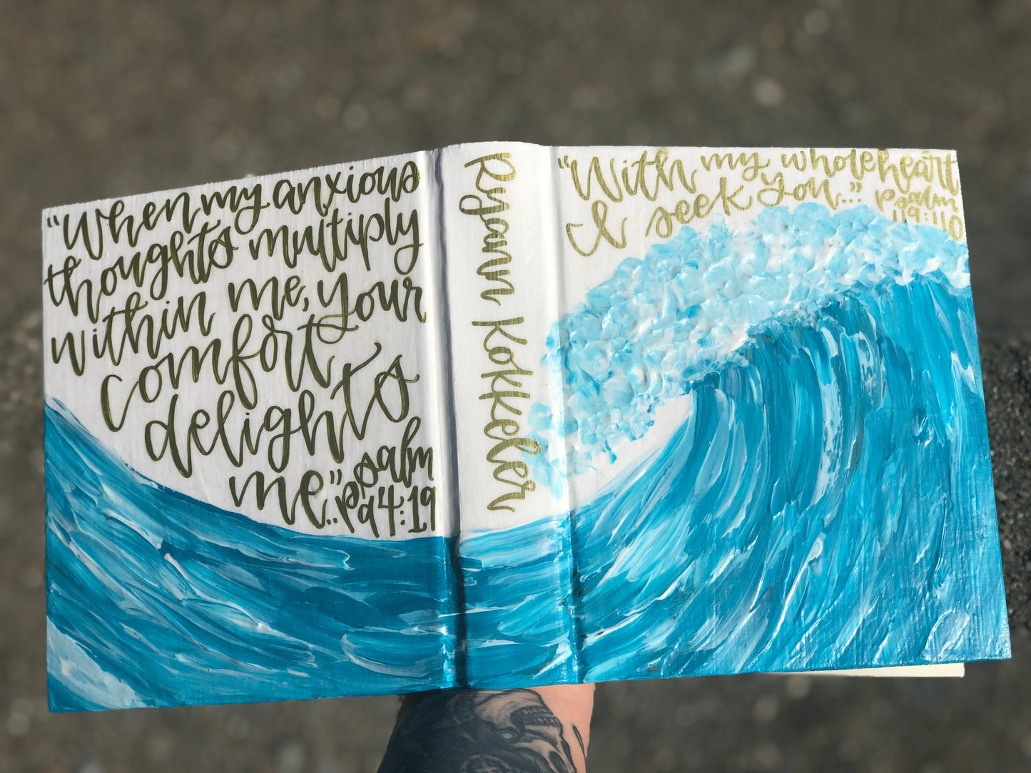 The Maureen Bible | Hand Painted ESV Journaling Bible | Ocean Wave Bible | Beachy Theme