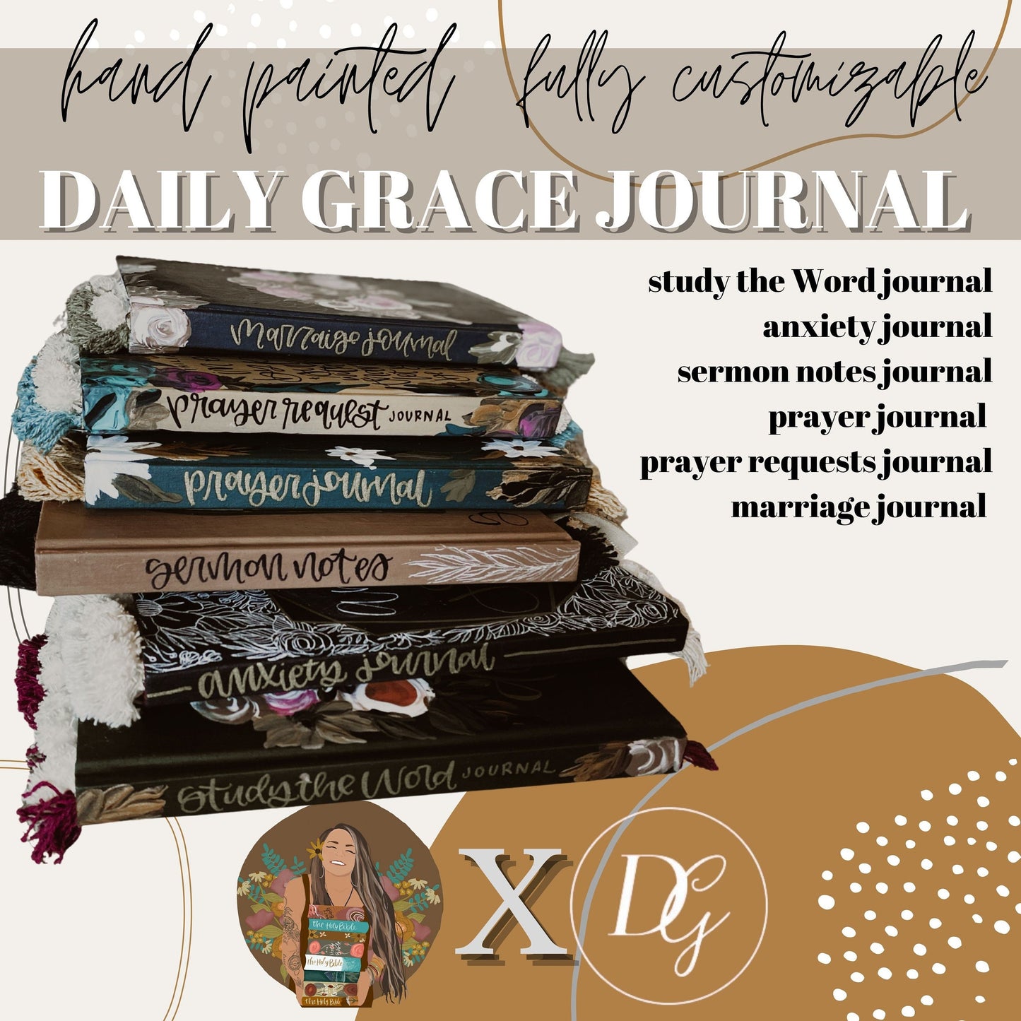 Hand Painted Daily Grace Co. Journals | Fully Customizable