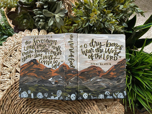 The Travis Bible // Custom Hand Painted Bible // Valley of Dry Bones Ezekiel 37 Theme // Masculine Bible